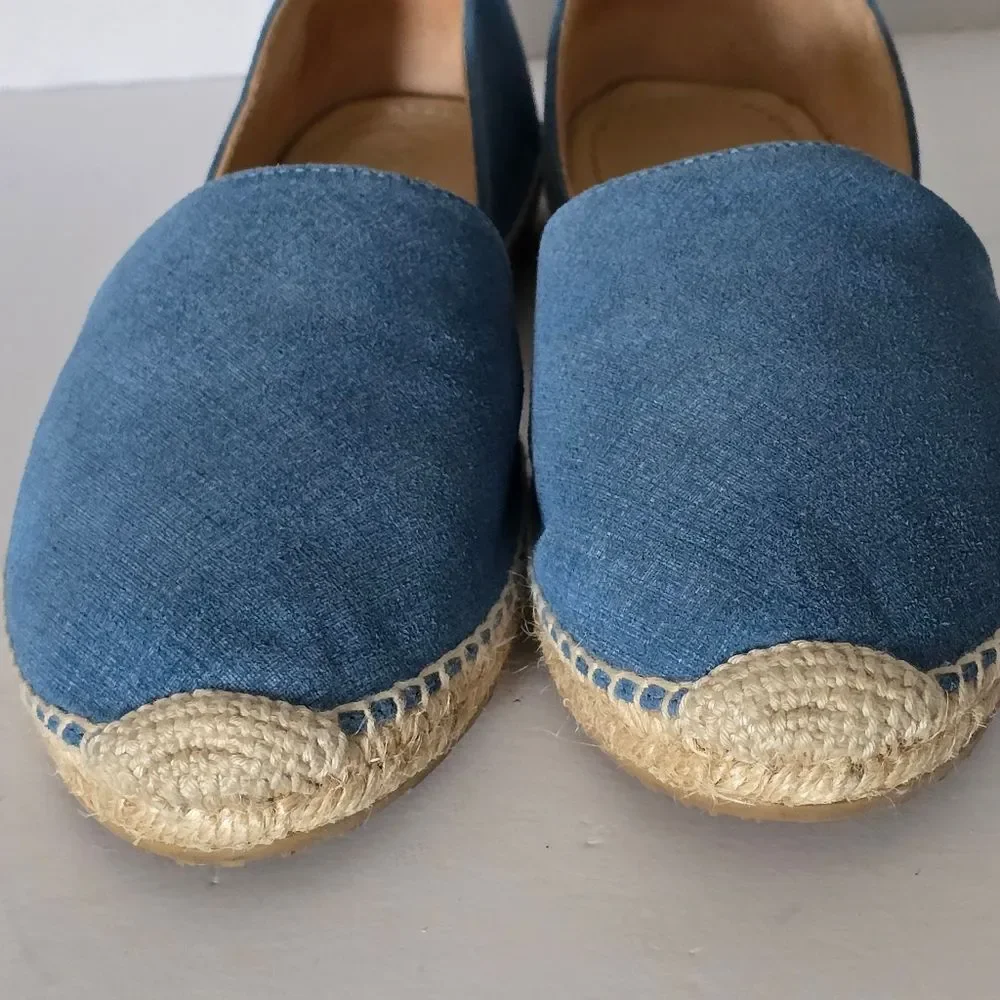 Jimmy Choo Dreya Denim Leather d'Orsay Espadrille Size 41/US11